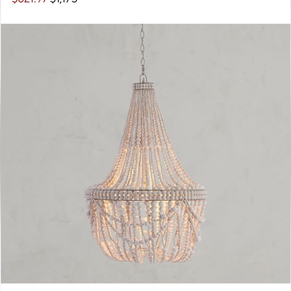 Pottery Barn Francesca Wood Bead Chandelier - Picture 4 of 7